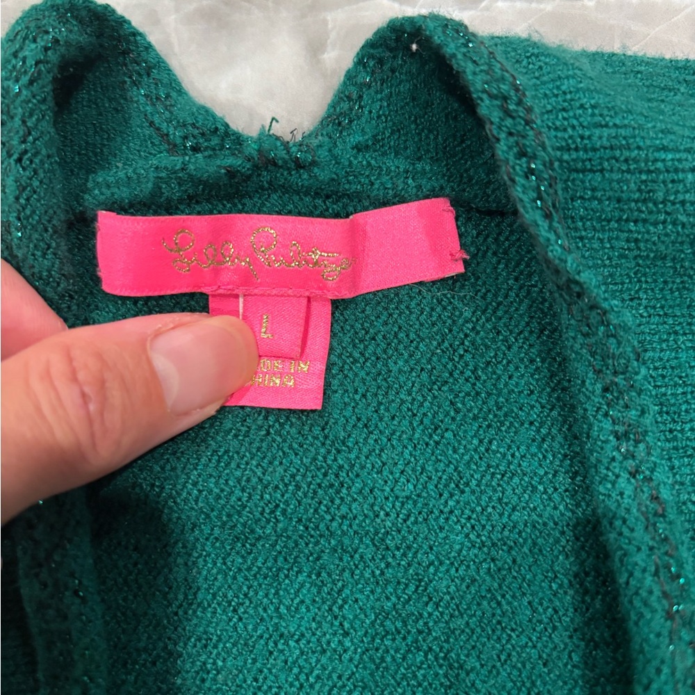 Lilly Pulitzer Teal V-Neck Sweater - Picture 3 of 3